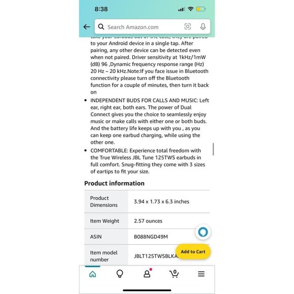 JBL Tune 125TWS Wireless Headphones - Picture 8 of 8